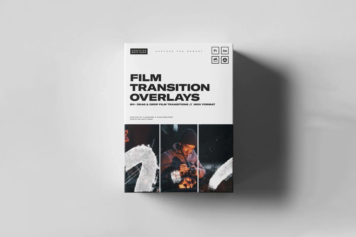 61个电影胶片刮痕纹理闪烁转场叠加动画 / Film Transition Overlays