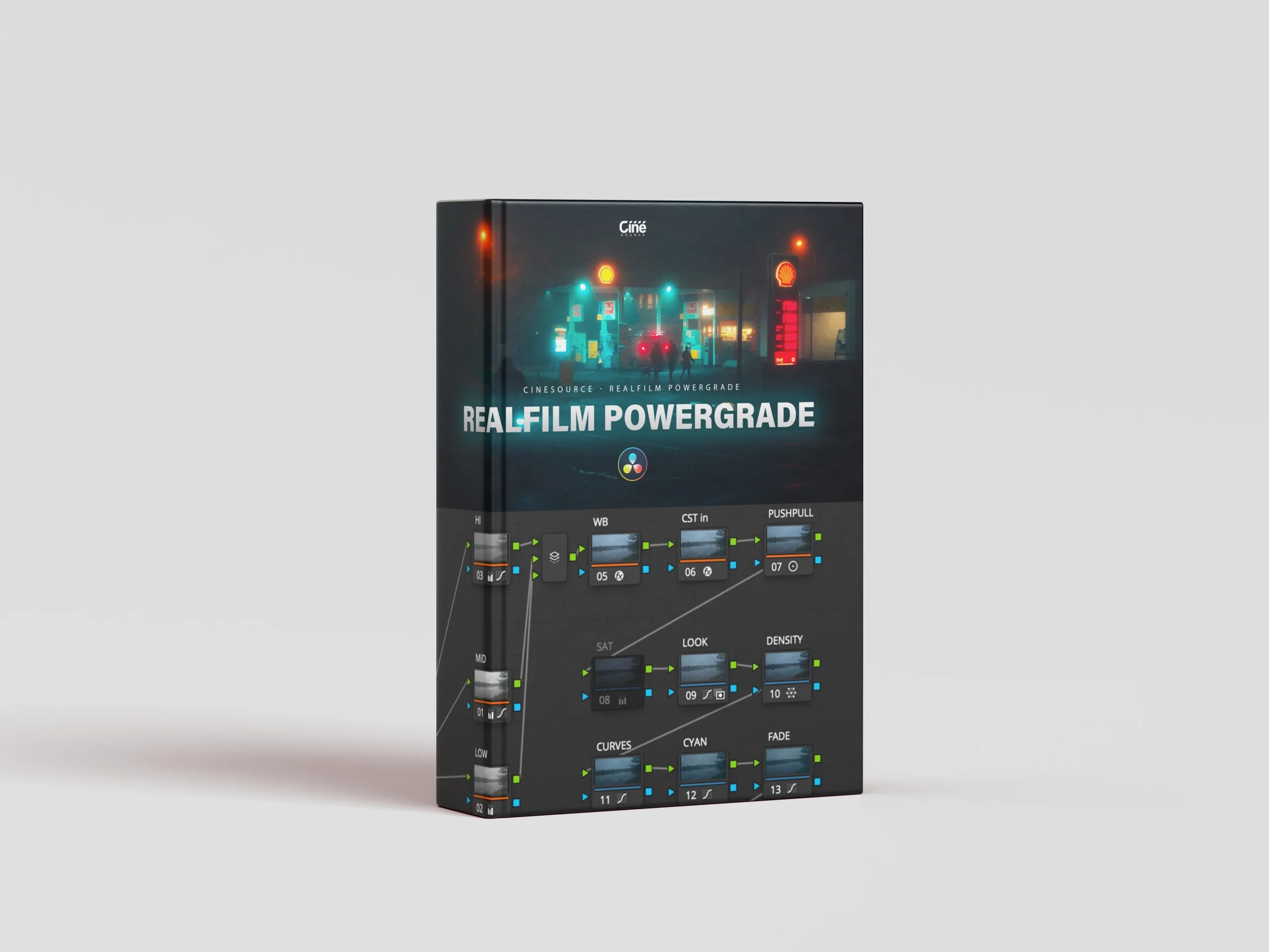 柯达35mm电影级红绿蓝光晕胶片模拟达芬调色节点 / Cinesource – RealFilm Powergrade