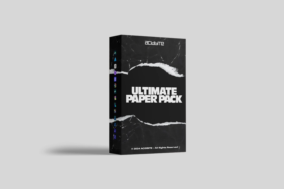 「即将更新⠐⠐⠐」200个复古拼贴纸张撕纸拼贴磁带墨迹视频转场背景纹理元素叠加MOV视频素材+音效 / ACIDBITE – Ultimate Paper Pack