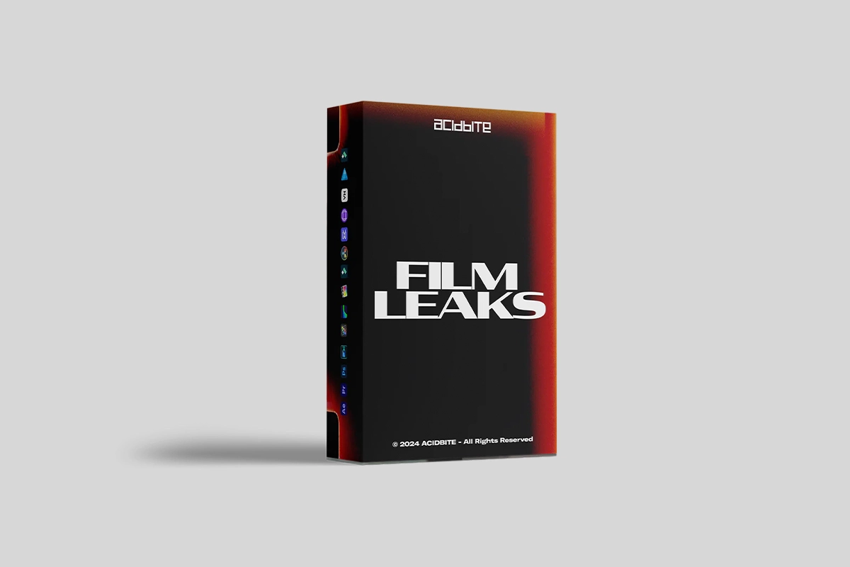 34个复古胶片漏光划痕粗糙感纹理视频转场素材 / ACIDBITE – FILM LEAKS